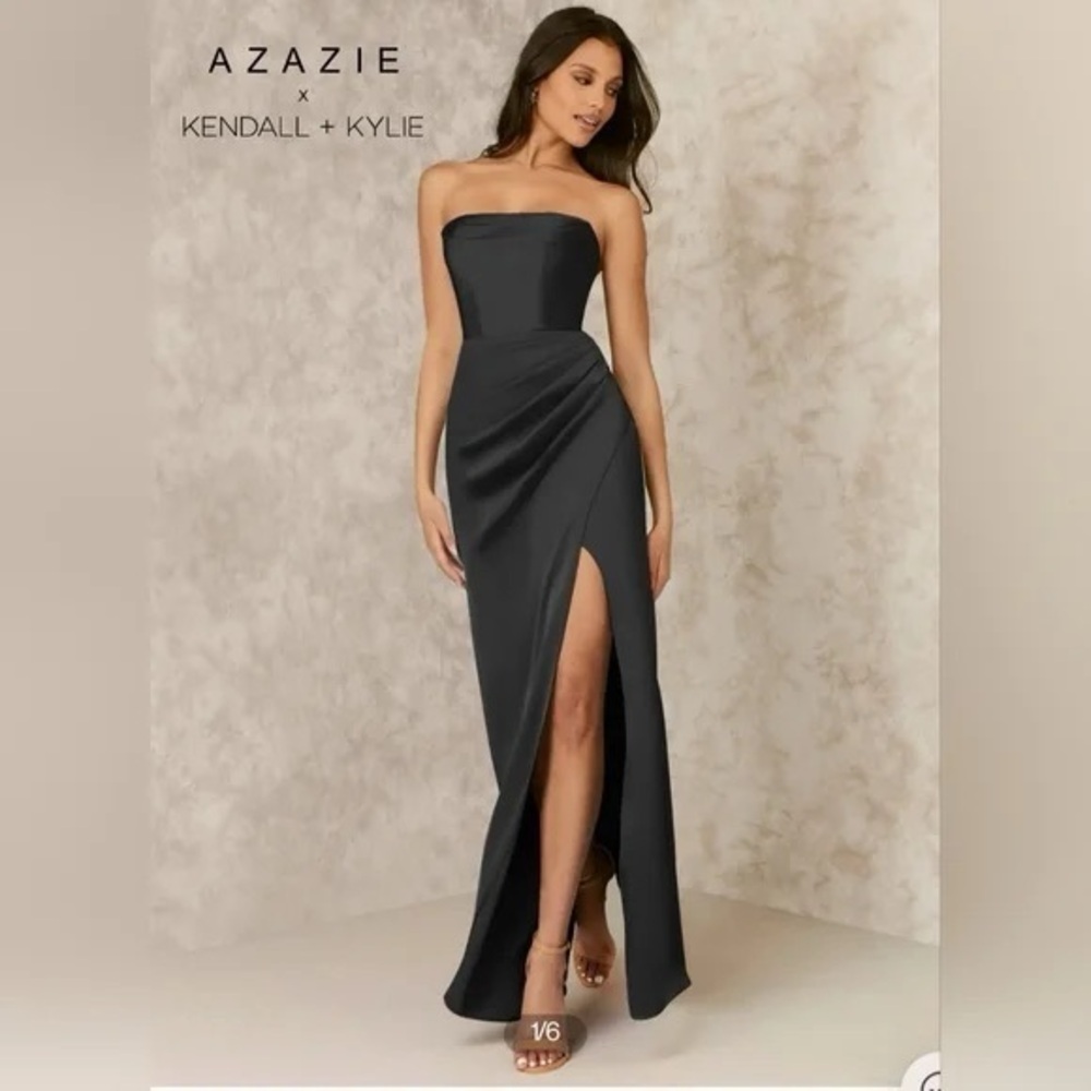 Azazie Kendal & Kylie Black Bridesmaid Corset Maxi Dress